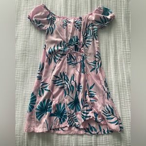 Extra small light pink dress with green palm leaves from Sisstrevolution